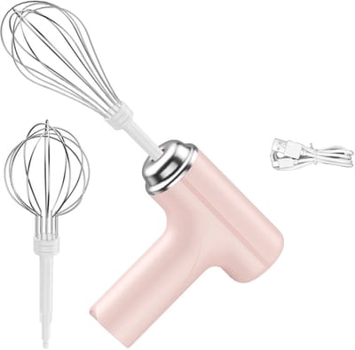Elektrische handmixer met drie snelheden, Geschikt voorzien van twee afneembare roestvrijstalen gardes, lichtgewicht keukenmixer Geschikt voor bakken, taarten, crèmes en deeg - Roze (185W)