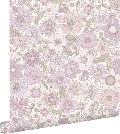 ESTAhome behang retro bloemen lichtpaars - 50 x 900 cm - 131246
