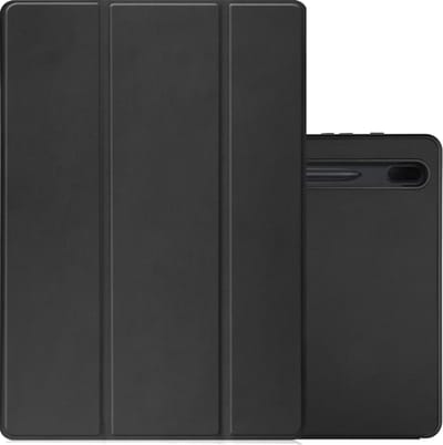Hoes - Geschikt voor Samsung Galaxy Tab S7 FE - Dun & Stevig - Trifold Bookcase - Hard Cover Case - Met Uitsparing Geschikt voor S Pen - Hardcover Book - Tablet Hoesje - Zwart