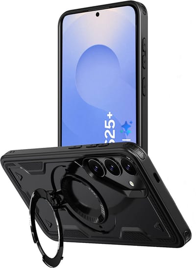 Hoesje Geschikt voor Samsung Galaxy S25 Plus - Armor hoes met Ringhouder - Arara backcover - Zwart