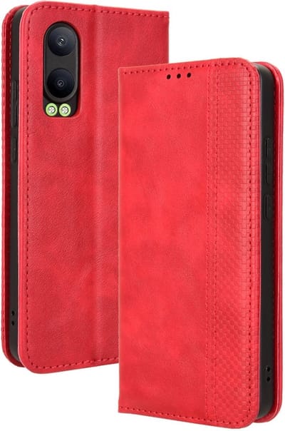 Coverup Hoesje - Geschikt voor OnePlus Nord CE4 Lite 5G Hoesje - Coverup Vintage Style Book Case - Rood