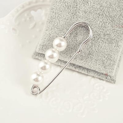 zalati Badge Broche Pin, Pearl, Metaal
