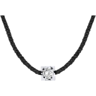 Ketting Diamond Solitaire 0030 Cts Black Nylon 925