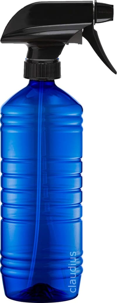 Lege Plastic Fles 1 liter PET blauw - met zwarte spraykop - set van 10 stuks - Navulbaar - Leeg