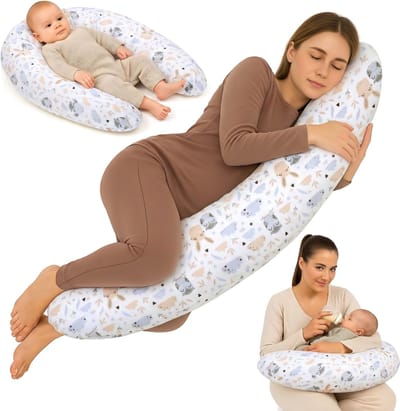 Zwangerschapskussen 190 cm Kussen – body pillow voor zwangeren steun rug buik hoes van katoen wasbaar afneembaar ergonomisch – OEKO-TEX gecertificeerd Uilen