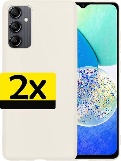 Hoesje - 2 Stuks - Geschikt voor Samsung Galaxy A14 - Sterk & Shockproof - Case Siliconen - Back Cover - Telefoon Hoes - Telefoonhoesjes - Wit