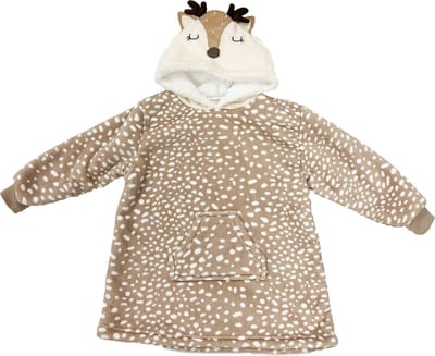 Textino - BAMBI - hoodie 45x60 cm - kinderen - maat 98-104 - oversized hoodie deken - Hazelnut - bruin