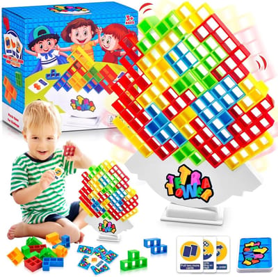 64-delige Tetra Toren Spel voor Kinderen, Balans Speelgoed, Stapel Spellen en Cadeaus voor Jongens en Meisjes van 5 tot 8 Jaar