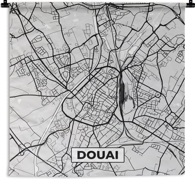 Wandkleed - Wanddoek - Kaart - Stadskaart - Douai - Plattegrond - Frankrijk - 180x180 cm - Wandtapijt
