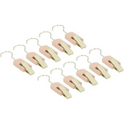 10cm Hangclips Metalen Haak met Houten Klem 360 Graden Draaiende Kledinghaken voor Kast Kantoor beige