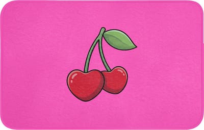 Badmat 80x50 cm - Antislip - Kers - Roze - Fruit - Badmatten voor badkamer - Badkamermat - Douchemat - Badkamer mat