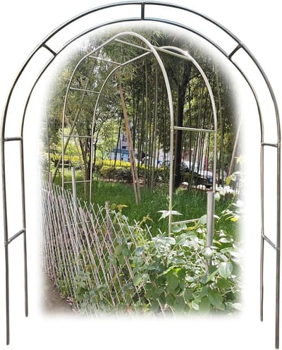 Roestvrijstalen Tuinboog - Prieel voor Klimplanten - Romantische Tuin - Sterk Weerbestendig - 3 x 24 Meter - Zilverkleurig