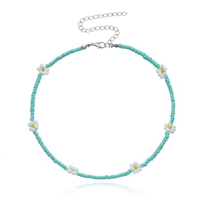 Jomide Choker Bloemetjes - Turquoise