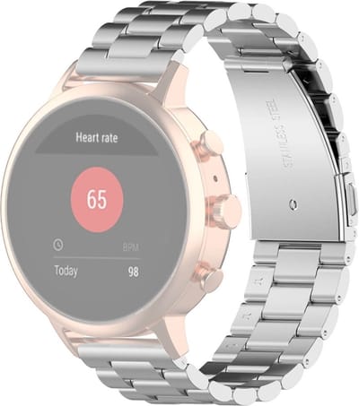 Stalen bandje - RVS - geschikt voor Fossil Gen 5E / Gen 6 / Fossil Female modellen - zilver