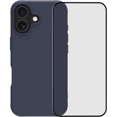BlueBuilt Protective Back Cover met MagSafe iPhone 17 Blauw + BlueBuilt iPhone 17 Screenprotector Glas