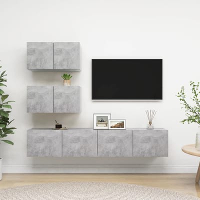vidaXL - 4-delige - Tv-meubelset - bewerkt - hout - betongrijs