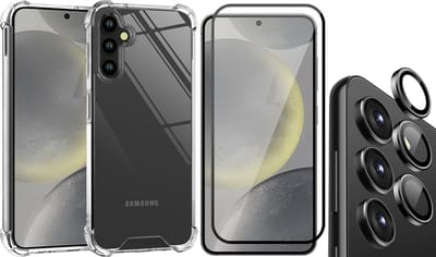 Hoesje geschikt voor Samsung Galaxy S24 - Screenprotector Volledig Dekkend Glas & Camera Protector - Shockproof Transparant