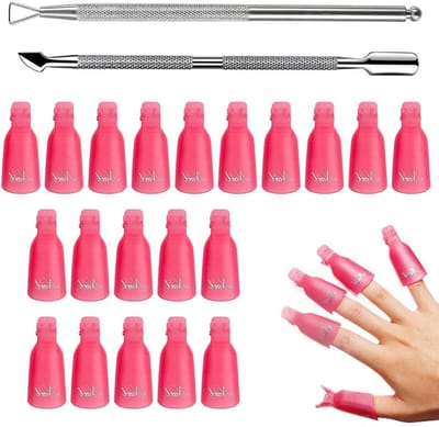 Set van Verwijderclips voor Semi-Permanente Nagellak - Nail Art Gel Cap Soaking Clips voor UV Manicure en Nagellak Verwijdering (Roze)