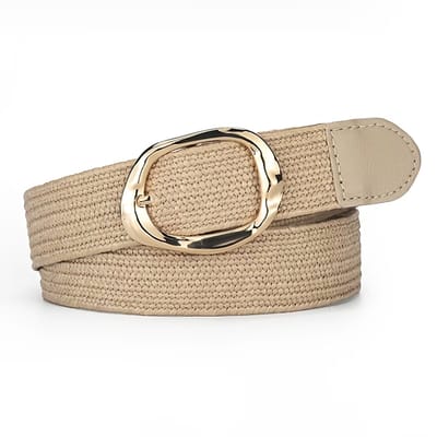 Rotan Buckle Riem - Beige | Riemmaat 100 cm | Polyester/PU | Gevlochten Raffia | Fashion Favorite