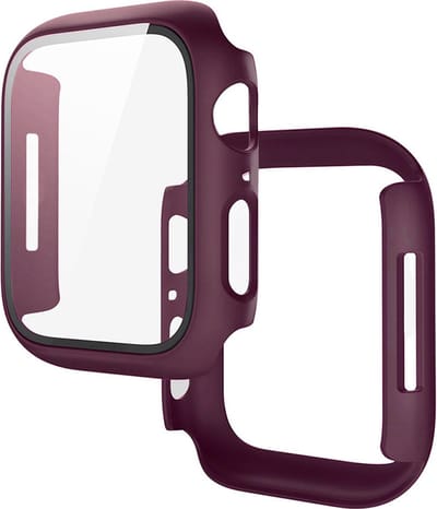 Stravo Full Cover/Hoesje - Screen Protector - Geschikt voor Apple Watch Series 10 & Series 11 - 42mm - Bescherm Hoesje voor Apple Watch series 10 / X - maat 42mm - Hardcase - Protection - iWatch S10 & S11 case - Wijn Rood