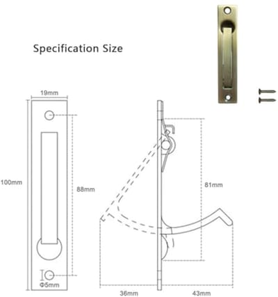 Verborgen Deurrand Pull voor Pocket Deur - 4 inch Schuifhardware - 2 Pack