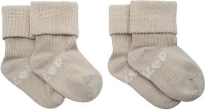KipKep Blijf-Sokjes - Cookie - 0-6 maanden - baby sokjes - 2 paar - zakken niet af - biologisch katoen - beige