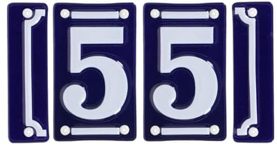 Best for Boots huisnummer 55 met sierrand - Oudhollands - emaille - blauw/wit