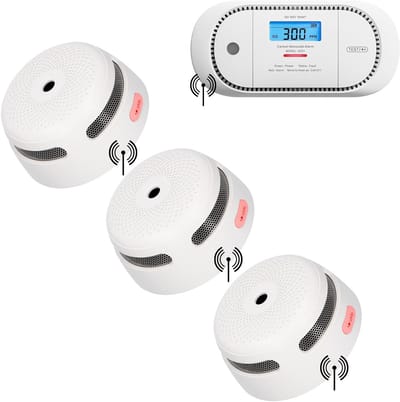 X-Sense Brandpreventieset XS01-W Draadloos koppelbare rookmelder en XC01P-WR Koppelbare koolmonoxidemelder - 3 Rookmelders en 1 CO melder - 10 jaar batterij - Voldoet aan Europese norm - Koppelbaar brandalarm