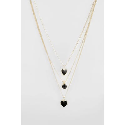 boohoo Dames Drieketen Hartbedelketting | Gold