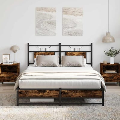 vidaXL - Bedframe - zonder - matras - hout - gerookt - eikenkleurig - 140x190 - cm