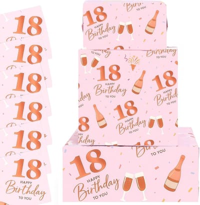 Cadeaupapier voor de 18e verjaardag, 6 vellen 70 x 50 cm roze inpakpapier, feestelijke decoratie voor meisjes en duurzame verjaardagsversiering