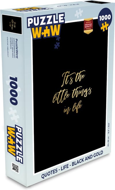 Puzzel Quotes - Life - Black and gold - Legpuzzel - Puzzel 1000 stukjes volwassenen