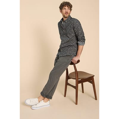White Stuff Geo Floral Printed Shirt Navy Printed Size: M | Casual Shirts Outlet | Heren | Grijs