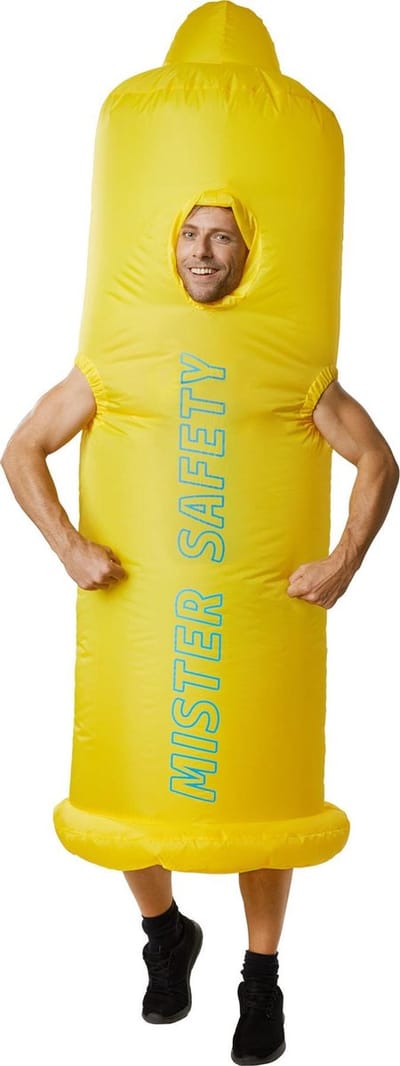 dressforfun - Opblaasbaar kostuum condoom - verkleedkleding kostuum halloween verkleden feestkleding carnavalskleding carnaval feestkledij partykleding - 302362