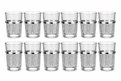 Glozini Marokkaanse Theeglazen - Zilver - Set van 12 Glazen - 180ml - Thee & Koffieglazen