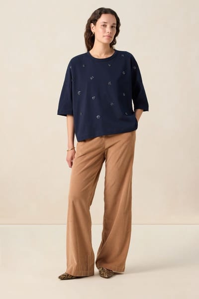 Sissy-Boy - Bruine high waist wide leg corduroy broek