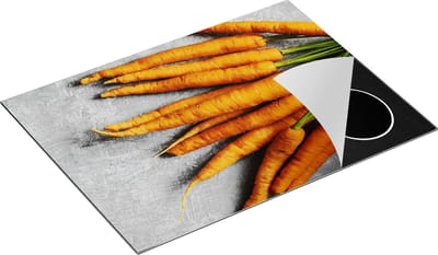 Chefcare Inductie Beschermer Wortels op Grijze Marmer - 70x50 cm - Afdekplaat Inductie - Kookplaat Beschermer - Inductie Mat