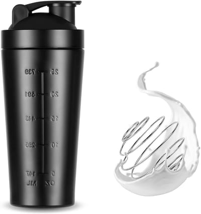 750 ml metalen blender voor eiwitdranken: moderne blender met stalen bal, perfect voor shakes en smoothies in bekers en thermosflessen