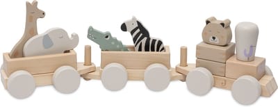 Jollein - Houten Speelgoedtrein - Jungle Jambo - Jungle Dieren - Houten Speelgoed Voertuig - 100% FSC