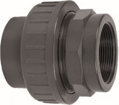 Druk PVC 3-delige koppeling - 32mm x 1 Binnendraad - 10 bar