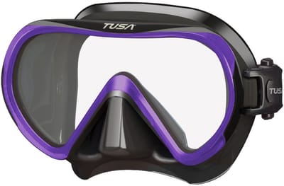 TUSA INO Duikmasker voor Volwassenen – Compact snorkelmasker met single lens en hypoallergene siliconen skirt, comfortabel en eenvoudig in gebruik – Zwart/Paars – M1011QB VP