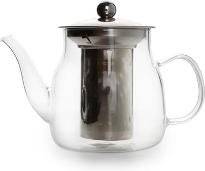 Theepot 1l glas met filter en deksel rvs