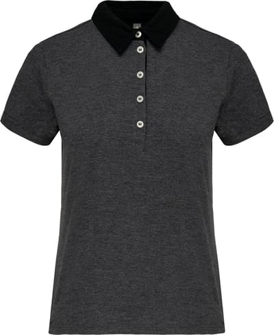 Kariban Tweekleurige damespolo jersey K261 - Dark Grey Heather / Black - XXL