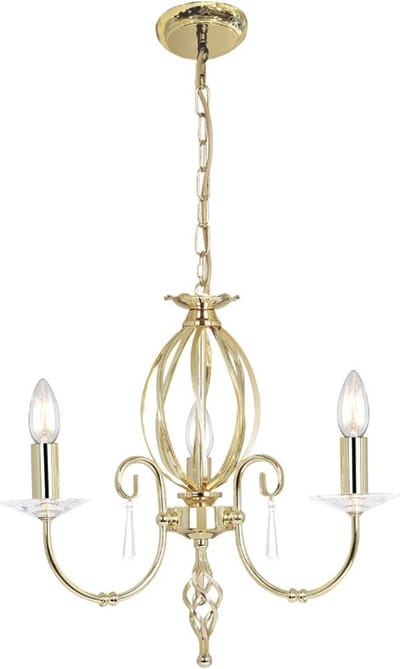 Bohemian Kroonluchter - Steady Lighting - Metaal - Bohemian - E14 - L: 38cm - Voor Binnen - Woonkamer - Eetkamer - Brons