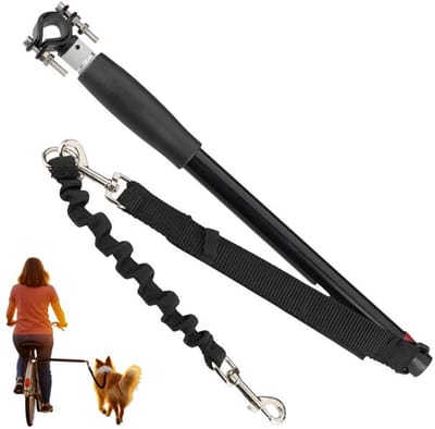 Doodadeals® Fietsbeugel Hond – Met Hondenlijn – Ingebouwde Vering - Hondenlijn voor Fiets - Zwart