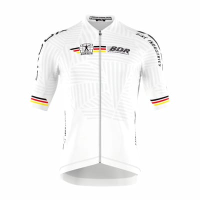 BIORACER Official German Cycling - IconClassic Fietsshirt Zomer - Heren - Wit - Team Germany - Korte Mouw - Aansluitend - Maat S