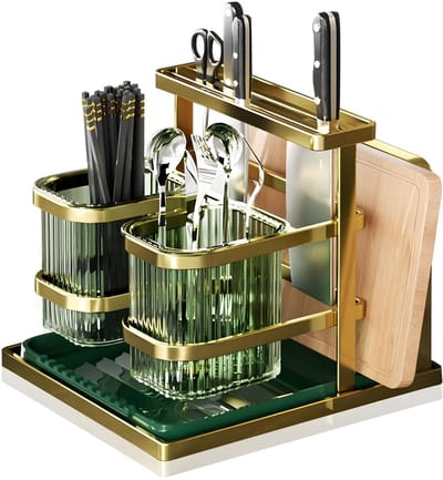 Dailygoods- Keukenmes Roestbestendig - Eetstokhouder - Organisator - Snijplank - Multifunctioneel - Droogrek - Keukenorganizer