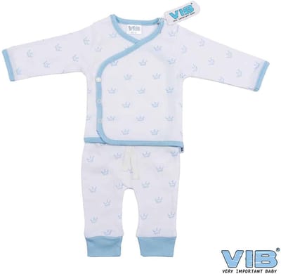 VIB® - 2-Delig setjes - Kroontje (Blauw) - Babykleertjes - Baby cadeau - zwangerschap aankondiging - geboorte cadeau