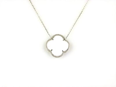 model Fiori klein ketting in zilver witte klaver