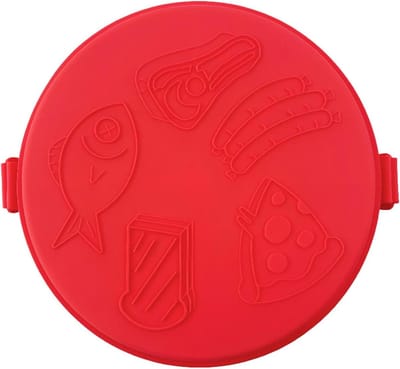 Magnetron Grillplaat - Pizzaplaat Sandwichgrill - Snel Koken - Slim Afwateringsontwerp - 25 x 4.5 cm - Rood